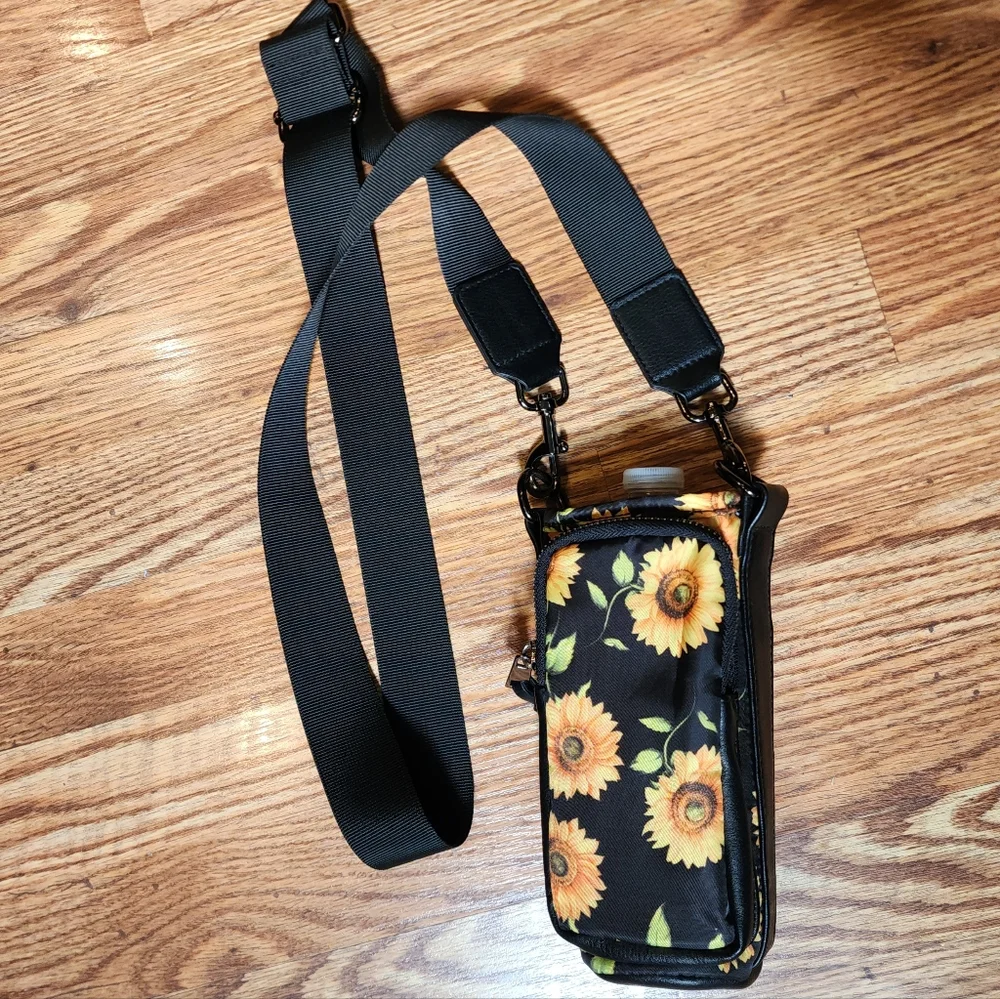 Crossbody Sunflower Water Bottle Bag Phone Holder Wallet Combo